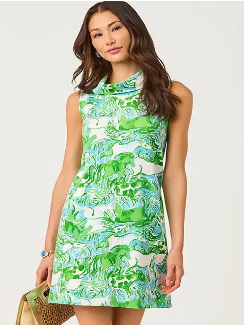 NWT Lilly Pulitzer Payson Shift Stretch Dress Capri Blue Galloping Gals sz M